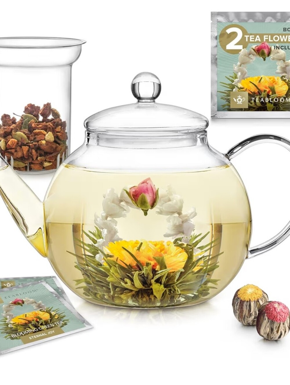 Teabloom Stovetop & Microwave Safe Glass Teapot